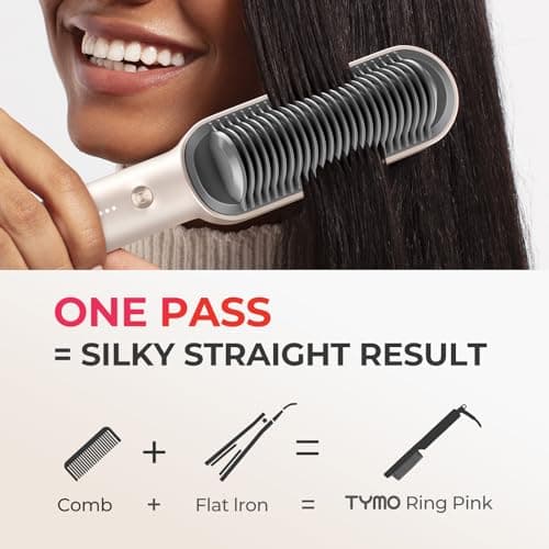 TYMO Ring Hair Straightener Brush for Women, Fast Heating & Dual Voltage