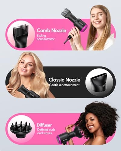 Wavytalk 1875W Ionic Hair Dryer with Diffuser & Curling Iron for Women