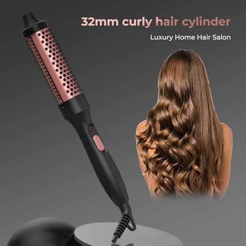 Thermal Brush for Travel, Ionic Curling Iron Brush, Volumizing Ceramic Tourmaline Curling Iron