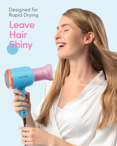 Small Hair Dryer with Diffuser and Curling Wands for Short & Long Hair