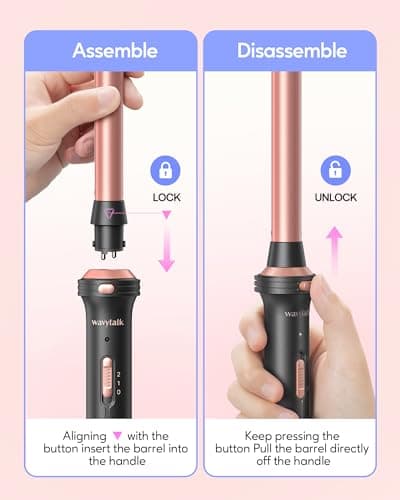 Wavytalk 5-in-1 Curling Iron Set with Heated Brush and Interchangeable Wands (0.5”-1.25”) - Instant Heat, Dual Voltage