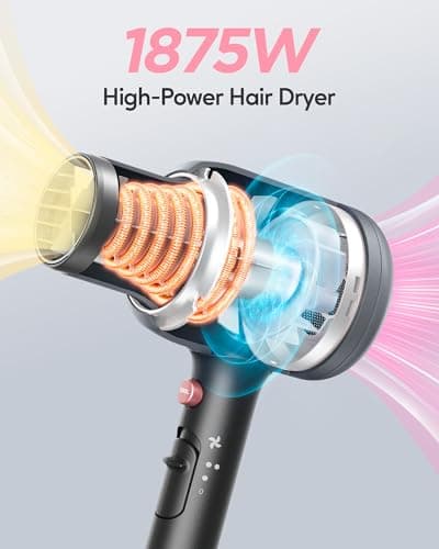 Wavytalk Ionic Hair Dryer and Pencil Flat Iron Set, 1875W Negative Ions Dryer with Diffuser and Concentrator, Professional Salon Straightener