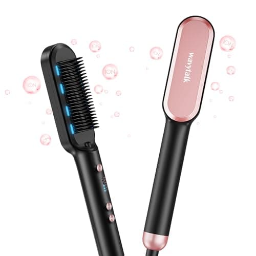 Fast Heating Wavytalk Hair Straightener Brush for Women, Dual Voltage, Purple