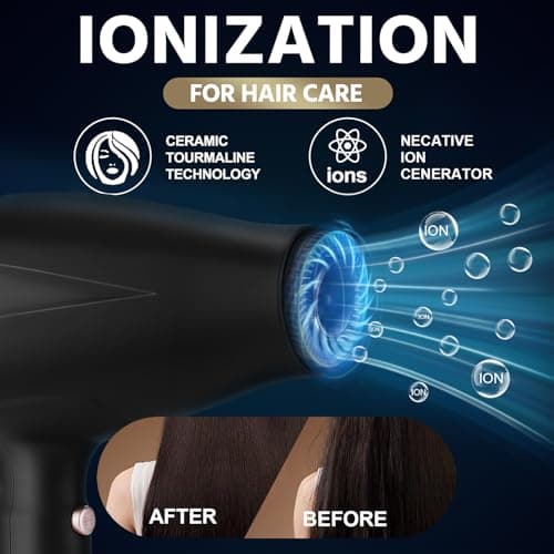 Ionic Hair Dryer for Women with Curly and Straight Hair