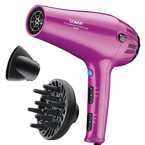 CONAIR 1875W Retractable Cord Keeper Blow Dryer, Pink