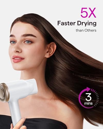 Wavytalk Turblow Pro Blow Dryer - Fast Drying with Pro Negative Ions, 110,000 RPM, White