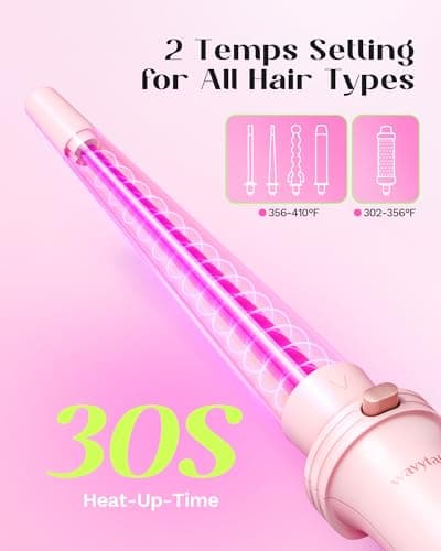5-in-1 Curling Wand Set for Waves and Curls (Pink)