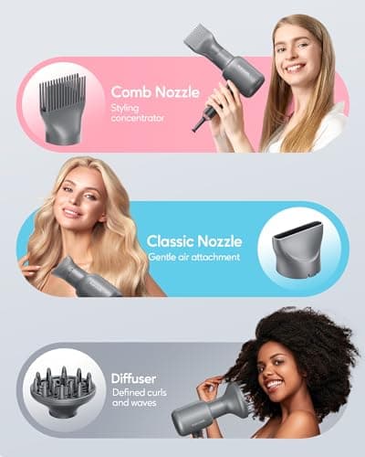 Wavytalk Ionic Hair Dryer and Pencil Flat Iron Set, 1875W Negative Ions Dryer with Diffuser and Concentrator, Professional Salon Straightener