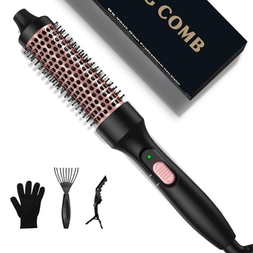 Thermal Brush for Travel, Ionic Curling Iron Brush, Volumizing Ceramic Tourmaline Curling Iron