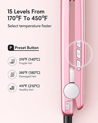 Wavytalk Ionic Hair Blow Dryer with Diffuser (Millennial Pink) + Negative Ion Flat Iron Hair Straightener (Bright Rose Gold)