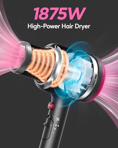 Wavytalk 1875W Ionic Hair Dryer with Diffuser & Curling Iron for Women