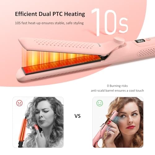 360° Airflow Styler Curling Iron - 1.25 Inch 2 in 1 Hair Tool with Cool Air, Extra Long Design, Dual Voltage