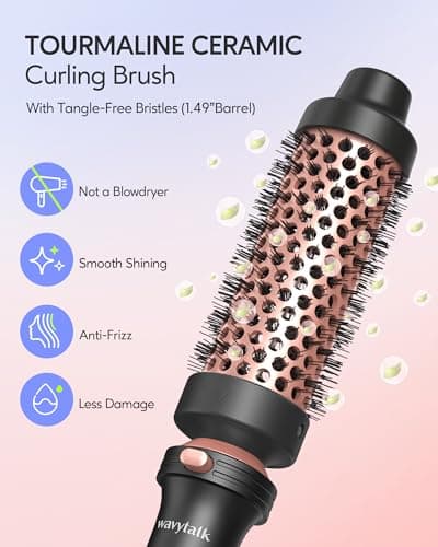 Wavytalk 5-in-1 Curling Iron Set with Heated Brush and Interchangeable Wands (0.5”-1.25”) - Instant Heat, Dual Voltage