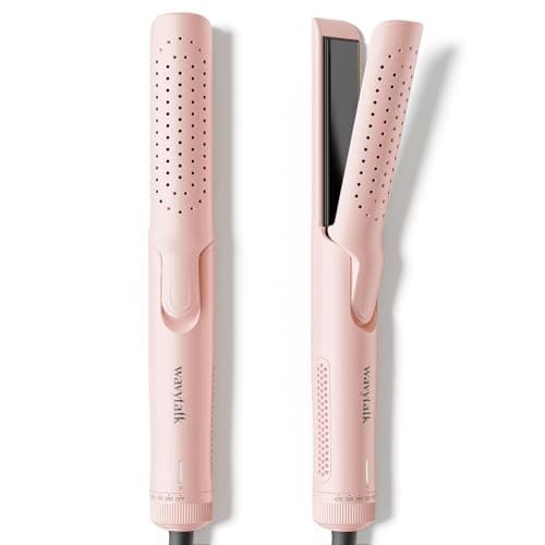 Fast Heating 1 Curling Iron with Cooling Air - Hair Straightener/Curler Combo (Pink)