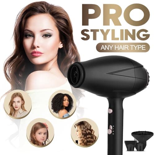 Ionic Hair Dryer for Women with Curly and Straight Hair