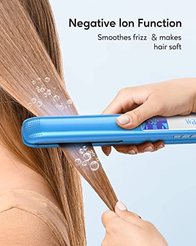 Wavytalk Ionic Hair Dryer with Diffuser (Elemental Blue) + Negative Ion Flat Iron Hair Straightener (Blue)