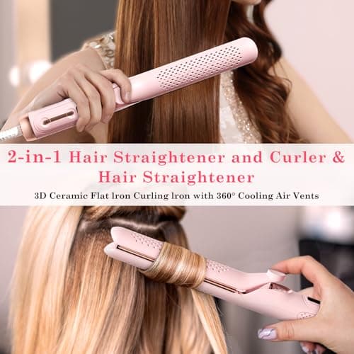 2-in-1 Hair Straightener and Curler with 360° Airflow and LED Display