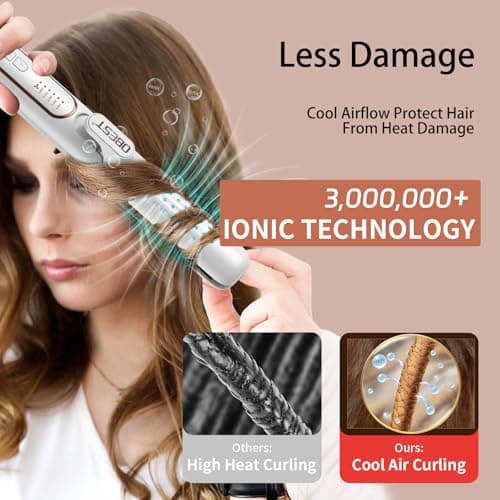 2-in-1 Dual Voltage Curling Iron and Hair Straightener for Travel with Cooling Air