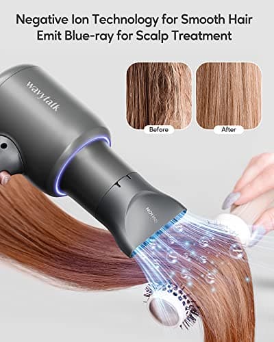Professional Hair Styling Kit for Women: Ionic Hair Dryer with Diffuser (Textured Gray) and 1 Inch Negative Ion Flat Iron (Rose Gold)