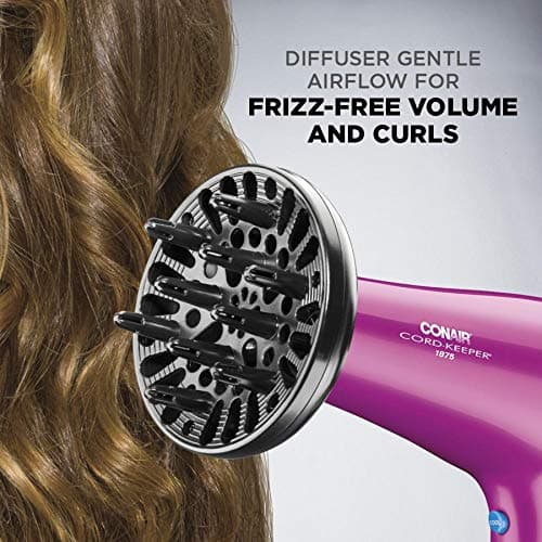 CONAIR 1875W Retractable Cord Keeper Blow Dryer, Pink