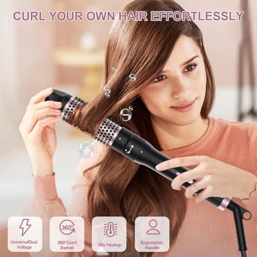 1.5 Inch Heated Ionic Curling Iron Brush for Long Medium Hair