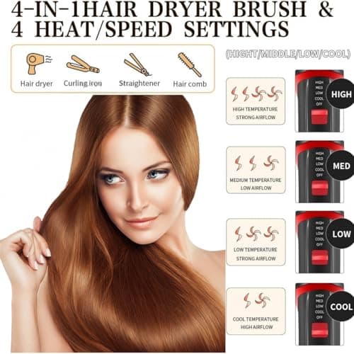4-in-1 Hair Dryer and Styler with Negative Ion Anti-frizz