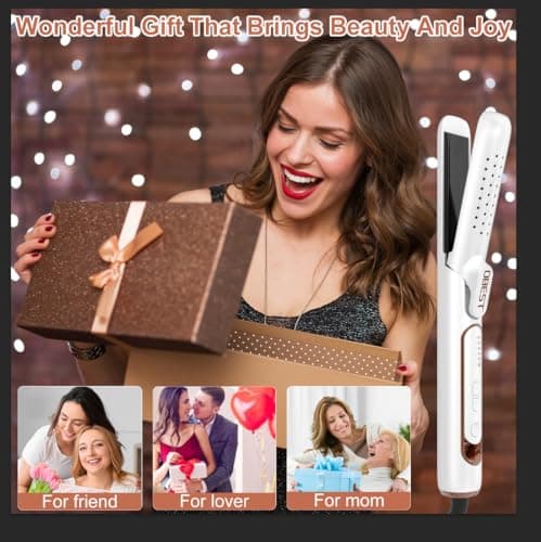 2-in-1 Dual Voltage Curling Iron and Hair Straightener for Travel with Cooling Air