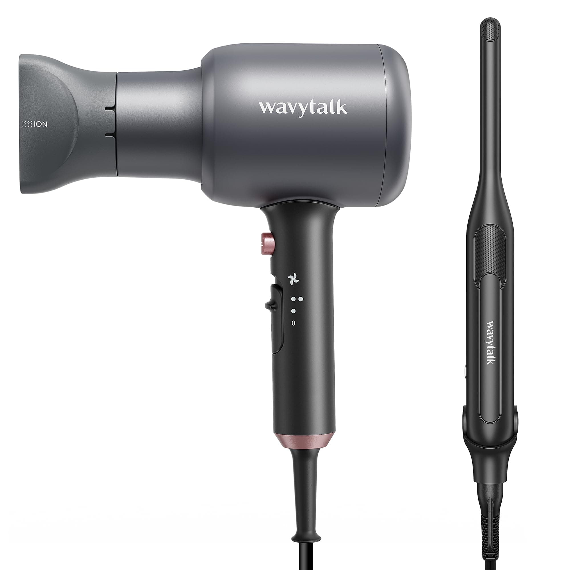 Wavytalk Ionic Hair Dryer and Pencil Flat Iron Set, 1875W Negative Ions Dryer with Diffuser and Concentrator, Professional Salon Straightener