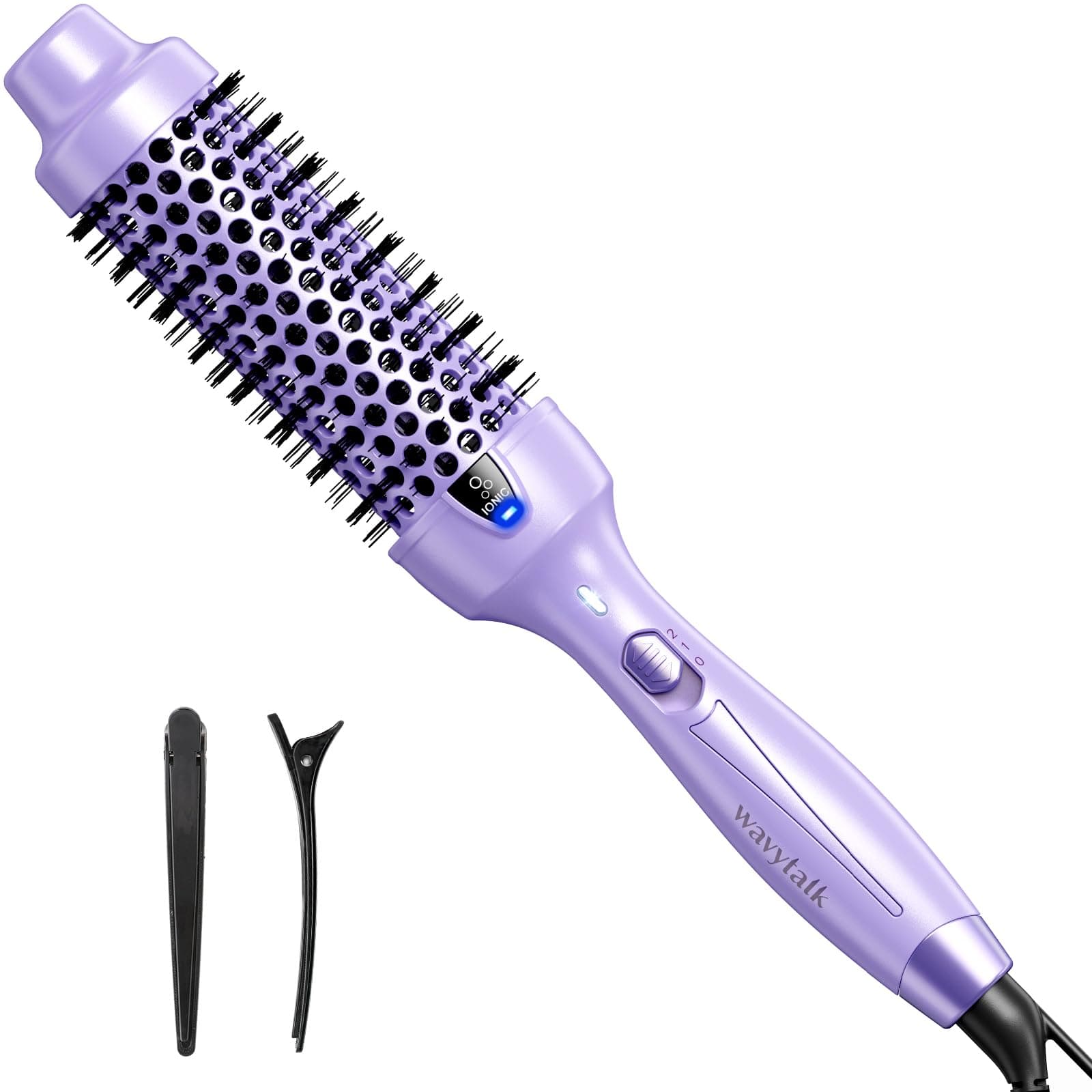 Wavytalk Ionic Heated Round Brush for Effortless Blowouts and Gorgeous Curls (Purple)